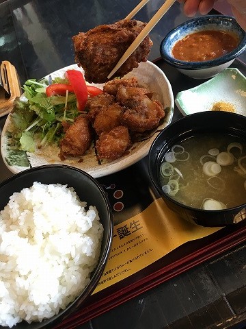 メカジキのアゴ唐定食（カレー味）